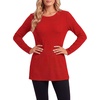 image:imageLYANER Womens Button Split Slit Sides Scoop Neck Long Sleeve Blouse Tunic TopBurgundy