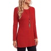 image:imageLYANER Womens Button Split Slit Sides Scoop Neck Long Sleeve Blouse Tunic TopBurgundy