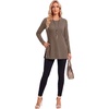 image:imageLYANER Womens Button Split Slit Sides Scoop Neck Long Sleeve Blouse Tunic TopDark Brown