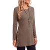 image:imageLYANER Womens Button Split Slit Sides Scoop Neck Long Sleeve Blouse Tunic TopDark Brown