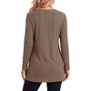 image:imageLYANER Womens Button Split Slit Sides Scoop Neck Long Sleeve Blouse Tunic TopDark Brown
