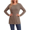 image:imageLYANER Womens Button Split Slit Sides Scoop Neck Long Sleeve Blouse Tunic TopDark Brown