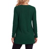 image:imageLYANER Womens Button Split Slit Sides Scoop Neck Long Sleeve Blouse Tunic TopDark Green