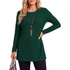 image:imageLYANER Womens Button Split Slit Sides Scoop Neck Long Sleeve Blouse Tunic TopDark Green