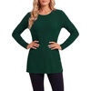 image:imageLYANER Womens Button Split Slit Sides Scoop Neck Long Sleeve Blouse Tunic TopDark Green