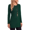 image:imageLYANER Womens Button Split Slit Sides Scoop Neck Long Sleeve Blouse Tunic TopDark Green
