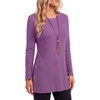 image:imageLYANER Womens Button Split Slit Sides Scoop Neck Long Sleeve Blouse Tunic TopDark Purple