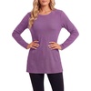 image:imageLYANER Womens Button Split Slit Sides Scoop Neck Long Sleeve Blouse Tunic TopDark Purple