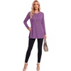 image:imageLYANER Womens Button Split Slit Sides Scoop Neck Long Sleeve Blouse Tunic TopDark Purple