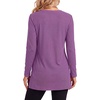 image:imageLYANER Womens Button Split Slit Sides Scoop Neck Long Sleeve Blouse Tunic TopDark Purple