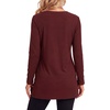 image:imageLYANER Womens Button Split Slit Sides Scoop Neck Long Sleeve Blouse Tunic TopDark Red
