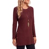 image:imageLYANER Womens Button Split Slit Sides Scoop Neck Long Sleeve Blouse Tunic TopDark Red