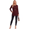 image:imageLYANER Womens Button Split Slit Sides Scoop Neck Long Sleeve Blouse Tunic TopDark Red
