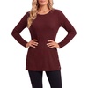 image:imageLYANER Womens Button Split Slit Sides Scoop Neck Long Sleeve Blouse Tunic TopDark Red