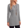 image:imageLYANER Womens Button Split Slit Sides Scoop Neck Long Sleeve Blouse Tunic TopLight Gray
