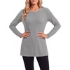 image:imageLYANER Womens Button Split Slit Sides Scoop Neck Long Sleeve Blouse Tunic TopLight Gray