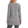 image:imageLYANER Womens Button Split Slit Sides Scoop Neck Long Sleeve Blouse Tunic TopLight Gray