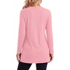 image:imageLYANER Womens Button Split Slit Sides Scoop Neck Long Sleeve Blouse Tunic TopLight Pink