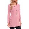 image:imageLYANER Womens Button Split Slit Sides Scoop Neck Long Sleeve Blouse Tunic TopLight Pink