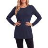 image:imageLYANER Womens Button Split Slit Sides Scoop Neck Long Sleeve Blouse Tunic TopNavy Blue