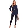 image:imageLYANER Womens Button Split Slit Sides Scoop Neck Long Sleeve Blouse Tunic TopNavy Blue