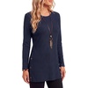 image:imageLYANER Womens Button Split Slit Sides Scoop Neck Long Sleeve Blouse Tunic TopNavy Blue