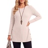 image:imageLYANER Womens Button Split Slit Sides Scoop Neck Long Sleeve Blouse Tunic TopOffwhite