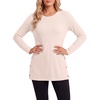 image:imageLYANER Womens Button Split Slit Sides Scoop Neck Long Sleeve Blouse Tunic TopOffwhite