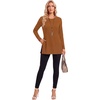 image:imageLYANER Womens Button Split Slit Sides Scoop Neck Long Sleeve Blouse Tunic TopPumpkin Brown