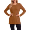 image:imageLYANER Womens Button Split Slit Sides Scoop Neck Long Sleeve Blouse Tunic TopPumpkin Brown