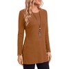 image:imageLYANER Womens Button Split Slit Sides Scoop Neck Long Sleeve Blouse Tunic TopPumpkin Brown