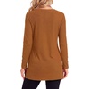 image:imageLYANER Womens Button Split Slit Sides Scoop Neck Long Sleeve Blouse Tunic TopPumpkin Brown