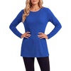 image:imageLYANER Womens Button Split Slit Sides Scoop Neck Long Sleeve Blouse Tunic TopRoyal Blue