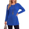 image:imageLYANER Womens Button Split Slit Sides Scoop Neck Long Sleeve Blouse Tunic TopRoyal Blue