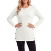 image:imageLYANER Womens Button Split Slit Sides Scoop Neck Long Sleeve Blouse Tunic TopSolid White
