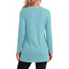 image:imageLYANER Womens Button Split Slit Sides Scoop Neck Long Sleeve Blouse Tunic TopTurquoise