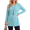 image:imageLYANER Womens Button Split Slit Sides Scoop Neck Long Sleeve Blouse Tunic TopTurquoise