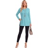 image:imageLYANER Womens Button Split Slit Sides Scoop Neck Long Sleeve Blouse Tunic TopTurquoise