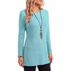 image:imageLYANER Womens Button Split Slit Sides Scoop Neck Long Sleeve Blouse Tunic TopTurquoise