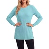 image:imageLYANER Womens Button Split Slit Sides Scoop Neck Long Sleeve Blouse Tunic TopTurquoise