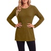 image:imageLYANER Womens Button Split Slit Sides Scoop Neck Long Sleeve Blouse Tunic TopYellow Green