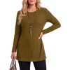 image:imageLYANER Womens Button Split Slit Sides Scoop Neck Long Sleeve Blouse Tunic TopYellow Green