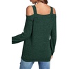 image:imageLYANER Womens Casual Cold Shoulder Hollow Out Solid Long Sleeve Blouse Tunic Shirts TopDark Green