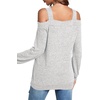 image:imageLYANER Womens Casual Cold Shoulder Hollow Out Solid Long Sleeve Blouse Tunic Shirts TopLight Gray