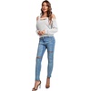 image:imageLYANER Womens Casual Cold Shoulder Hollow Out Solid Long Sleeve Blouse Tunic Shirts TopLight Gray