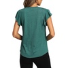 image:imageLYANER Womens Casual Ruffle Cap Sleeve V Neck Pleated Front Shirt Blouse Tunic Top Green XLarge