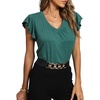 image:imageLYANER Womens Casual Ruffle Cap Sleeve V Neck Pleated Front Shirt Blouse Tunic Top Green XLarge