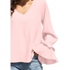 image:imageLYANER Womens Casual V Neck Tiered Ruffle Bell Long Sleeve Blouse Shirt Tunic TopBaby Pink