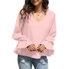 image:imageLYANER Womens Casual V Neck Tiered Ruffle Bell Long Sleeve Blouse Shirt Tunic TopBaby Pink