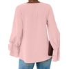 image:imageLYANER Womens Casual V Neck Tiered Ruffle Bell Long Sleeve Blouse Shirt Tunic TopBaby Pink